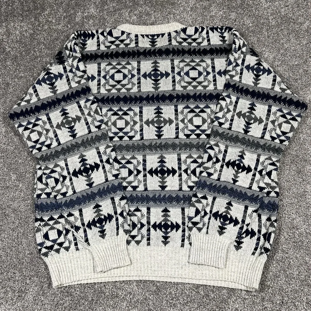 Vintage 80s 90s Mens L Geometric Southwestern Knit Crewneck Sweater St Johns Bay